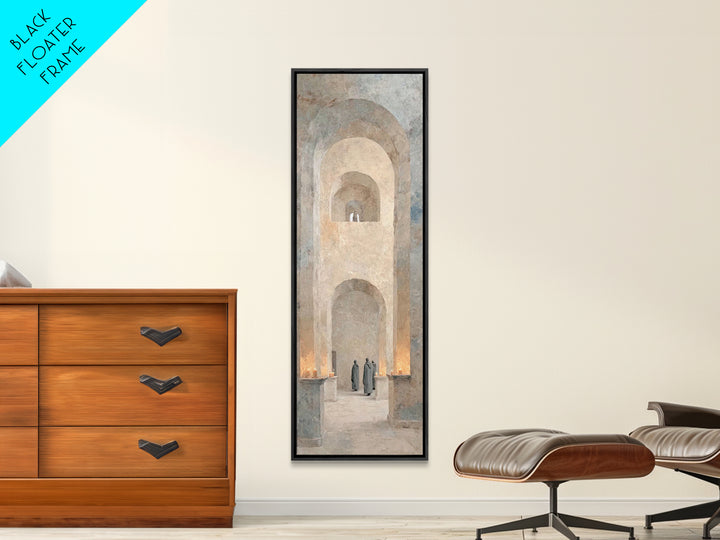 Chapel Candle Procession – Framed Canvas Print – Skinny Art – Christian Wall Art – Christian Art Canvas – Moody Christian Art – Christian G