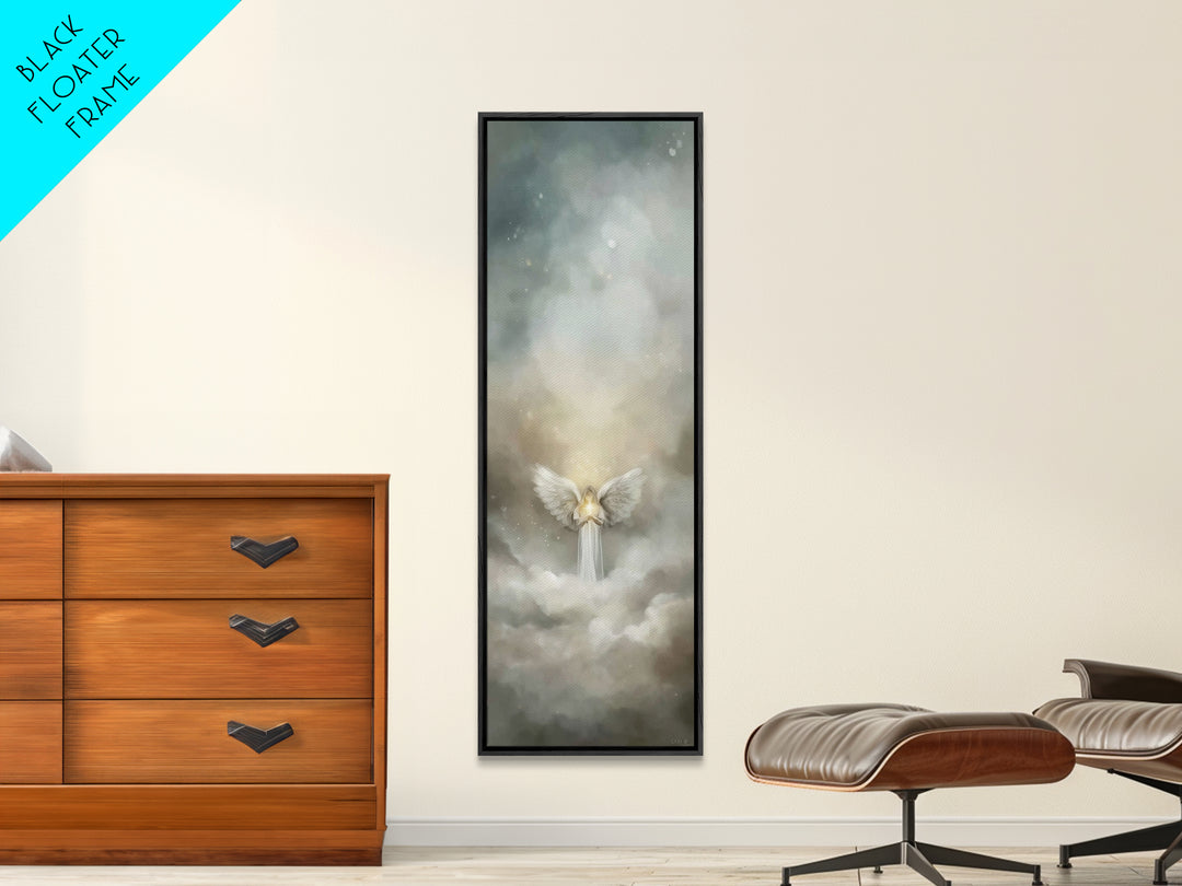 Celestial Light Keeper | Framed Canvas Print | Tall Skinny Art Print | Christian Art Canvas | Christian Christmas Art | Christian Decor