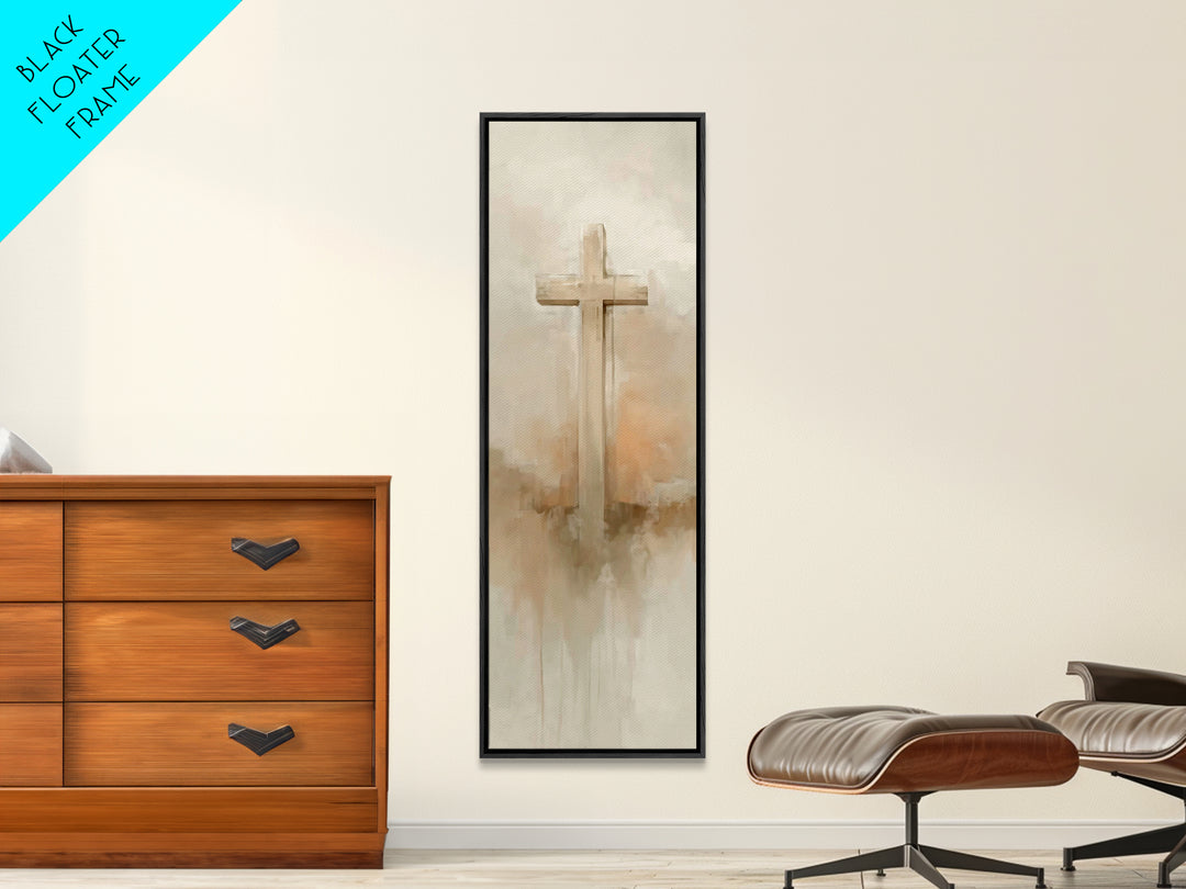 Desert Cross Stillness, Framed Canvas Print, Narrow Art, Christian Art Canvas, Christian Wall Art, Christian Art Painting, Christian Decor