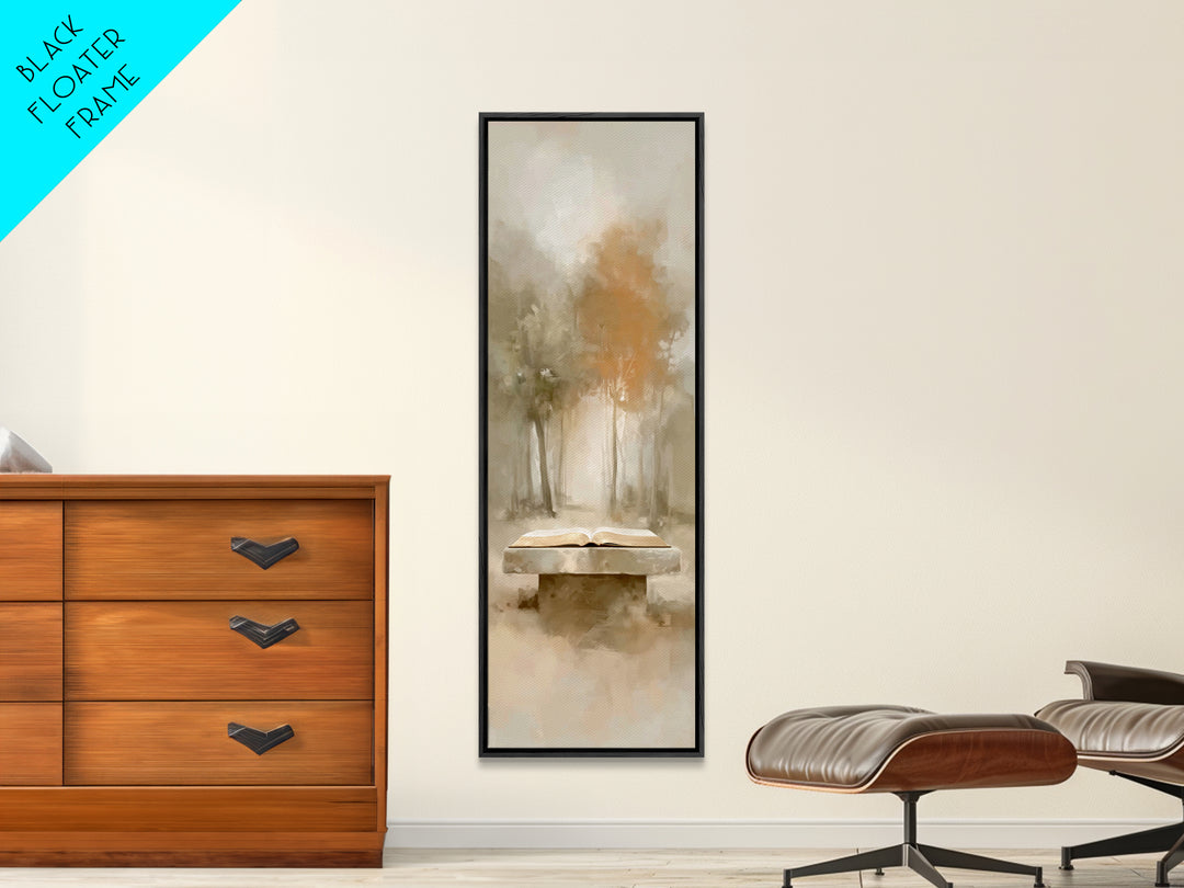 Autumn Scripture Glow | Framed Canvas Print | Christian Art Canvas | Christian Wall Art | Tall Skinny Art Print | Christian Painting | Chri