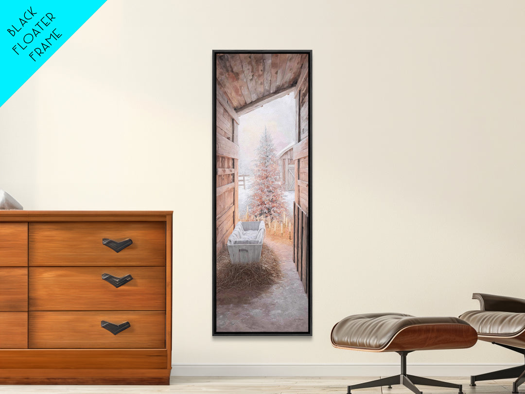 Manger Blessing – Framed Canvas Print – Christian Wall Art – Christmas Art – Christian Art Canvas – Tall Narrow Wall Art