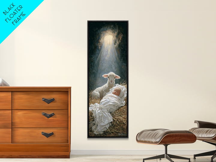 Holy Light Promise – Framed Canvas Print – Christian Christmas Art – Jesus Painting – Christian Art – Tall Narrow Wall Art – Christmas Art