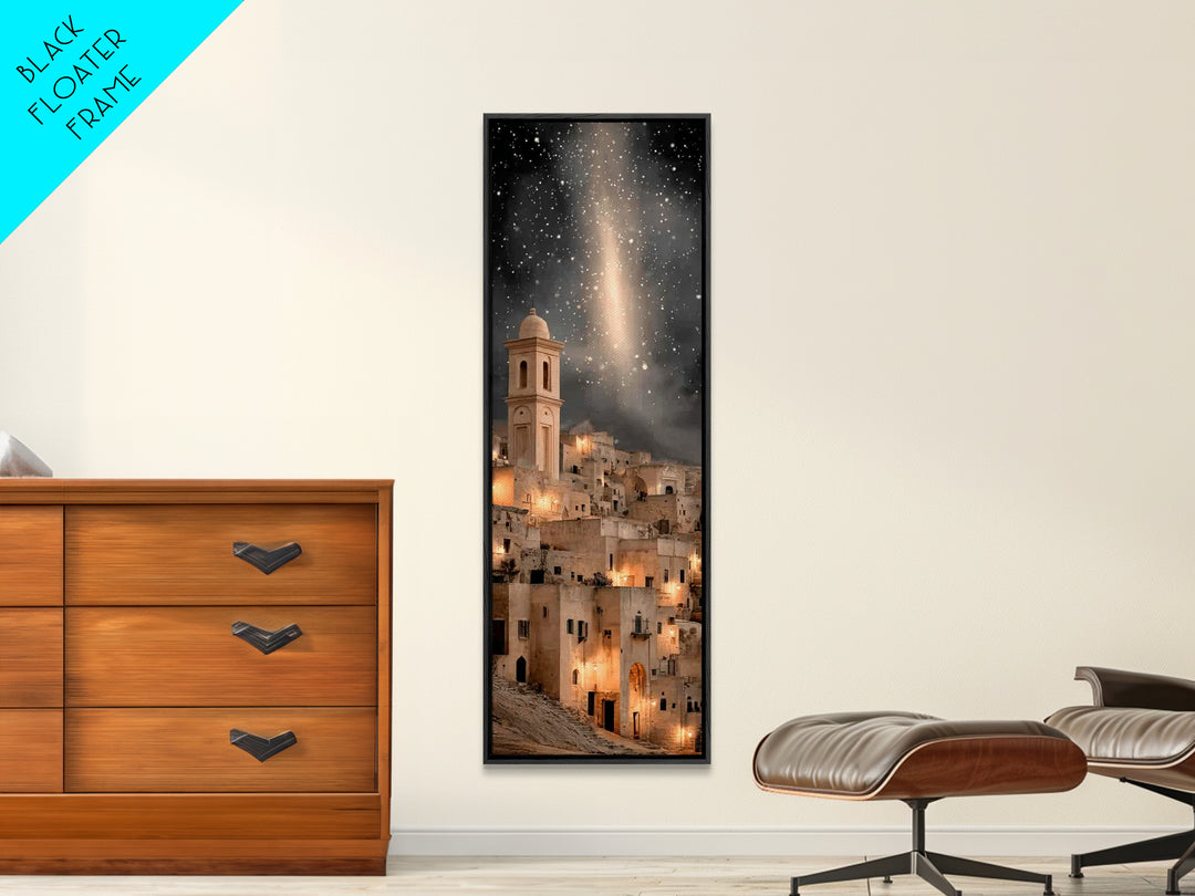 Bethlehem Night Wonder – Framed Canvas Print – Christmas Wall Art – Christian Art Canvas – Tall Skinny Art Print – Christian Christmas Deco