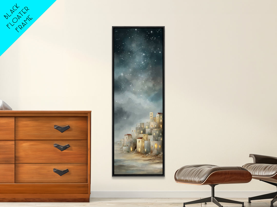 Holy City Glow – Framed Canvas Print – Tall Skinny Art Print – Christian Christmas Art – Christian Art Canvas – Christian Wall Art – Christ