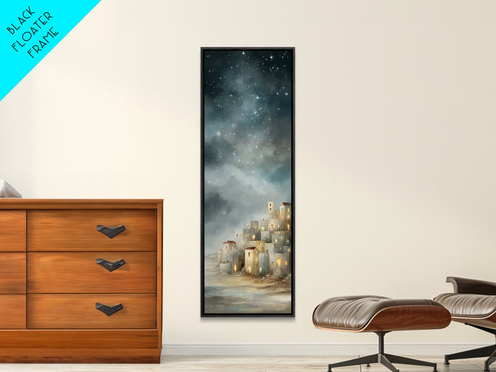 Holy City Glow – Framed Canvas Print – Tall Skinny Art Print – Christian Christmas Art – Christian Art Canvas – Christian Wall Art – Christ