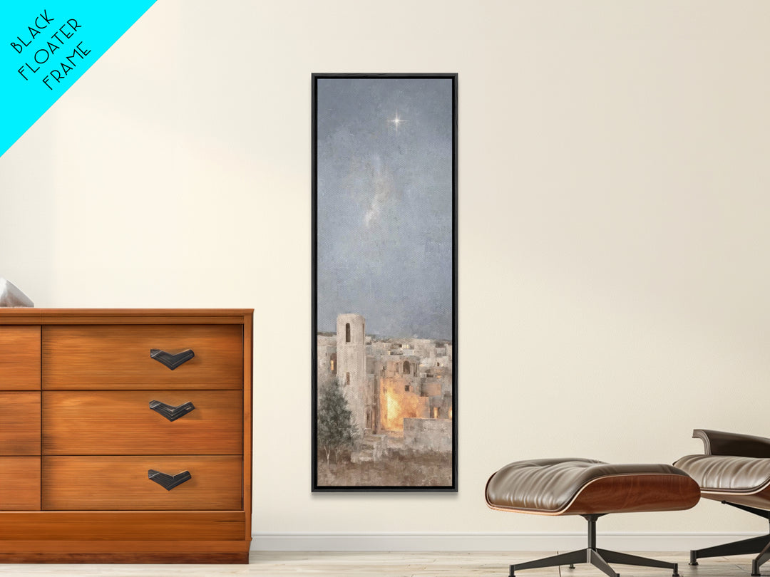 Night of Wonder – Framed Canvas Print – Tall Narrow Wall Art – Christian Christmas Art – Christian Wall Art – Christian Art Canvas – Christ