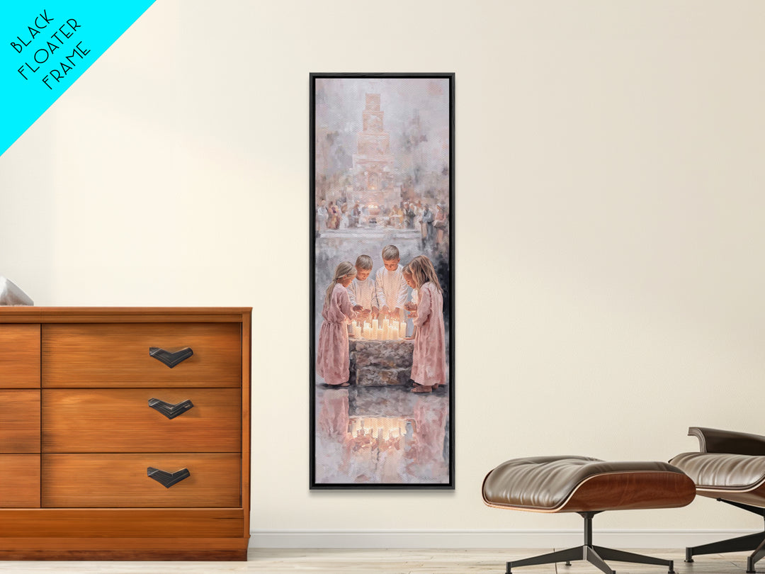 Children At Prayer - Framed Canvas Print - Christian Art Canvas - Christian Christmas Art - Christian Wall Art - Tall Skinny Art Print - Je