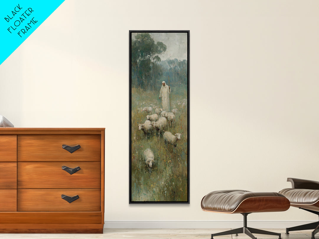 Follow The Shepherd - Framed Canvas Print - Christian Art Canvas - Christian Wall Art - Large Christian Painting - Skinny Art - Jesus Art