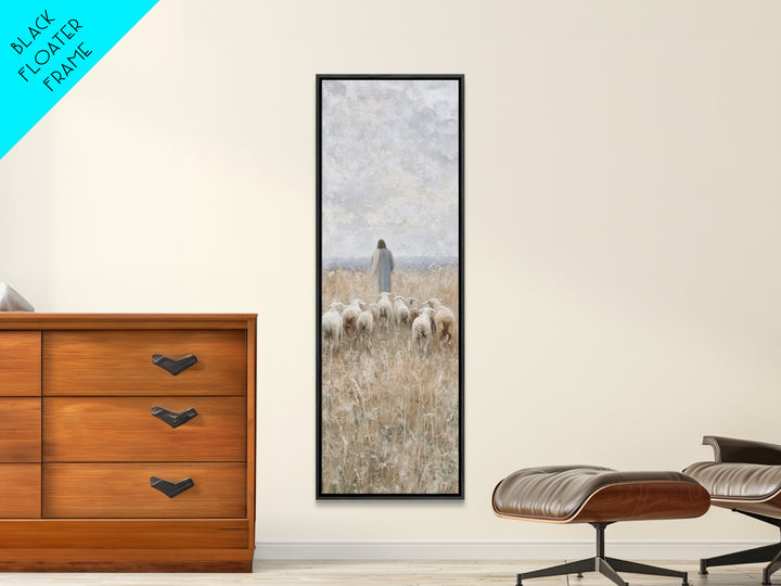 Path Of The Flock - Framed Canvas Print - Christian Art Print - Christian Wall Art - Christian Painting - Tall Narrow Wall Art - Jesus Art