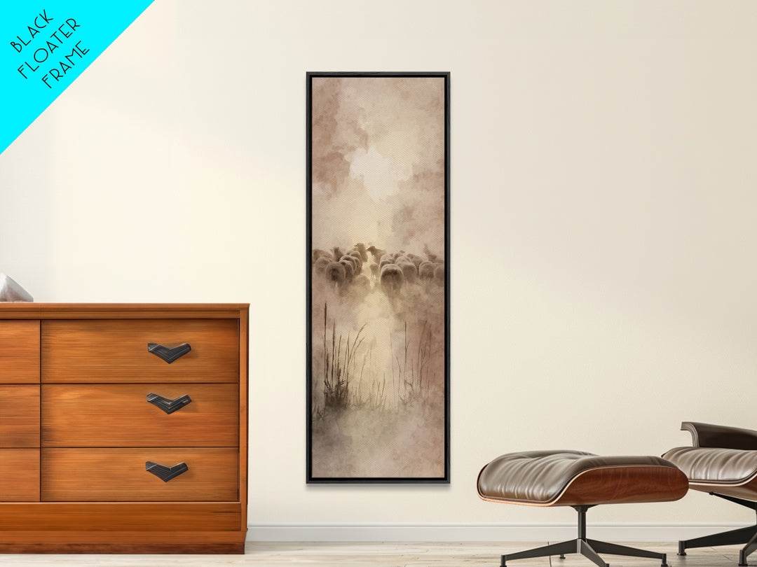 Shepherds In Light - Framed Canvas Print - Christian Art Canvas - Christian Wall Art - Large Christian Painting - Tall Narrow Wall Art