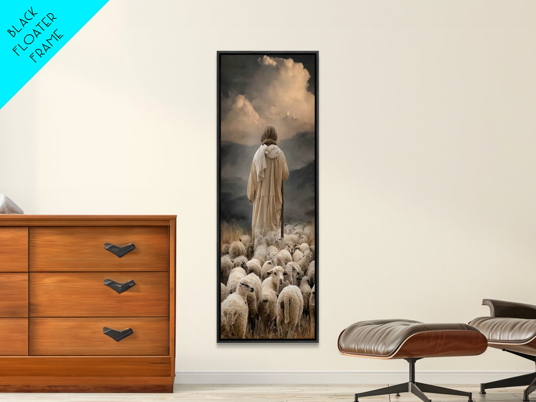 Shepherd Of Peace – Framed Canvas Print – Christian Wall Art – Jesus Painting – Christian Art Canvas – Narrow Art – Christian Art