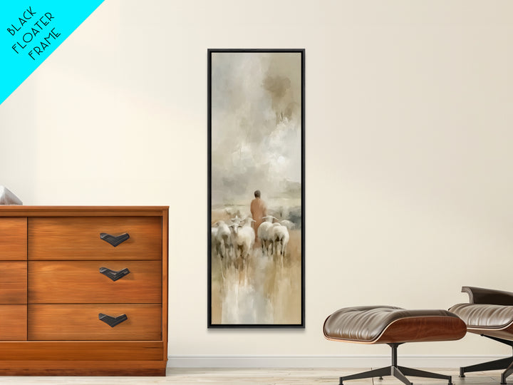 Flock In Stillness – Framed Canvas Print – Christian Art Canvas – Christian Painting – Tall Skinny Art Print – Christian Wall Art – Jesus A