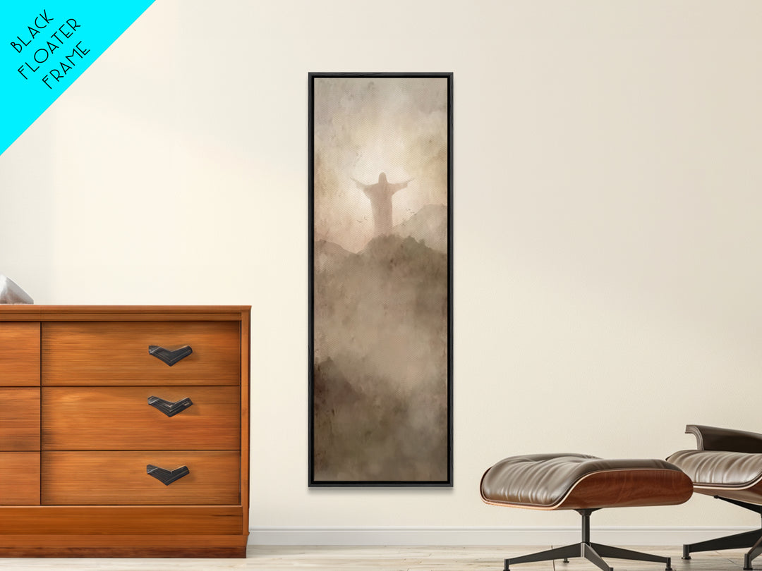 Shepherd’s Quiet Path – Framed Canvas Print – Christian Art Canvas – Jesus Painting – Christian Wall Art – Tall Skinny Art Print – Christma