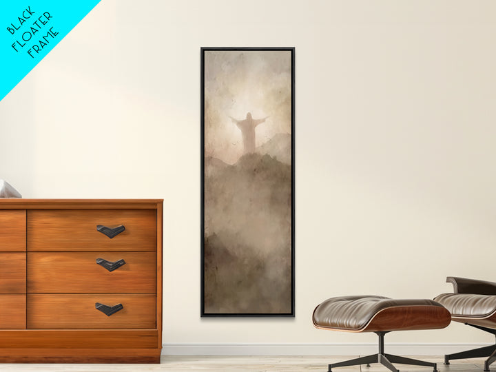 Shepherd’s Quiet Path – Framed Canvas Print – Christian Art Canvas – Jesus Painting – Christian Wall Art – Tall Skinny Art Print – Christma