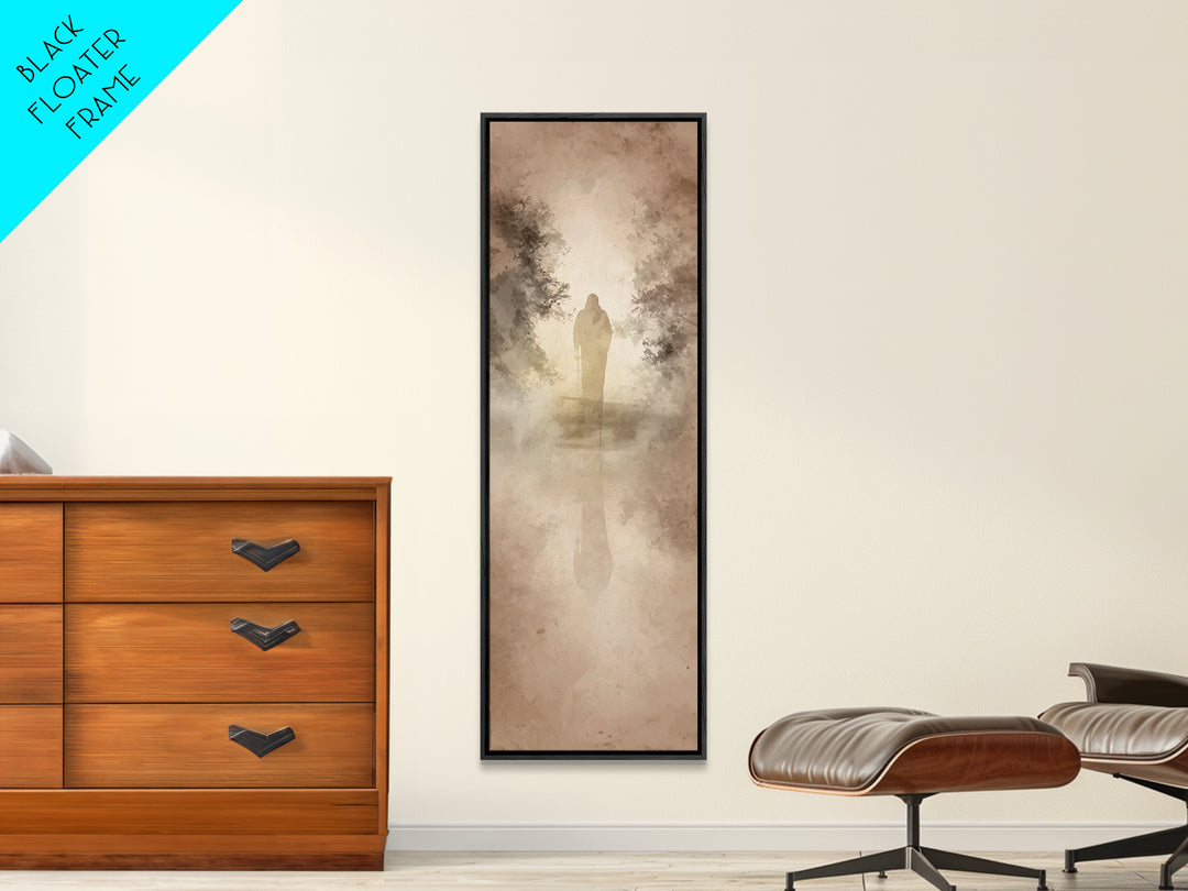 Autumn Prayer Walk | Framed Canvas Print | Christian Art Canvas | Jesus Painting | Christian Wall Art | Narrow Art | Christian Christmas Ar