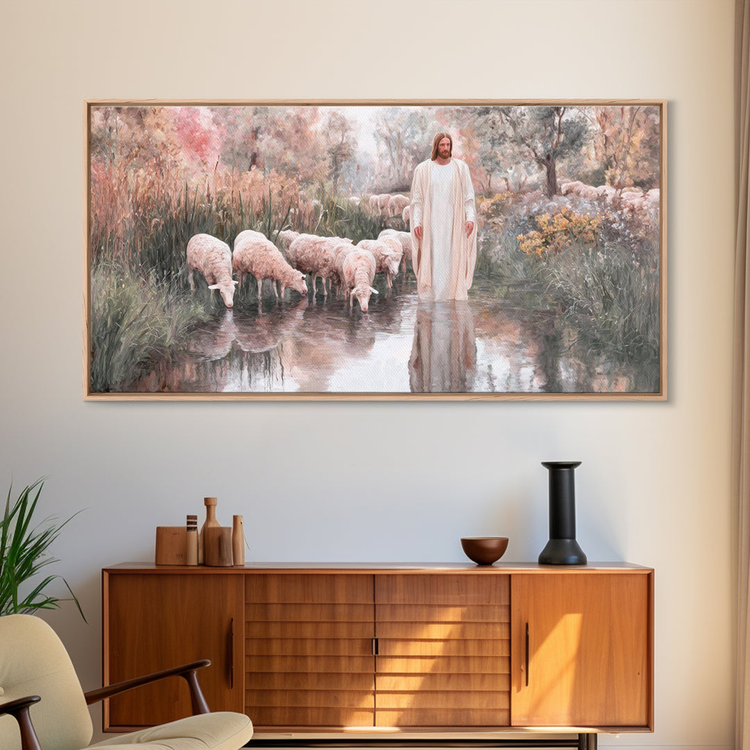 Pastoral Sunrise - Framed Canvas Print - Christian Wall Art - Christian Art Canvas - Christian Gift - Jesus Painting - Christian Art