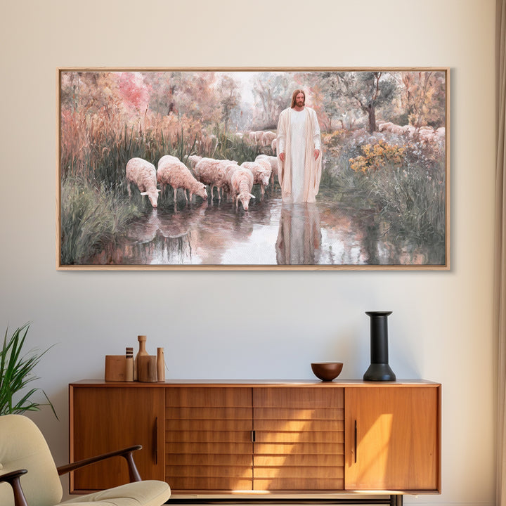 Pastoral Sunrise - Framed Canvas Print - Christian Wall Art - Christian Art Canvas - Christian Gift - Jesus Painting - Christian Art