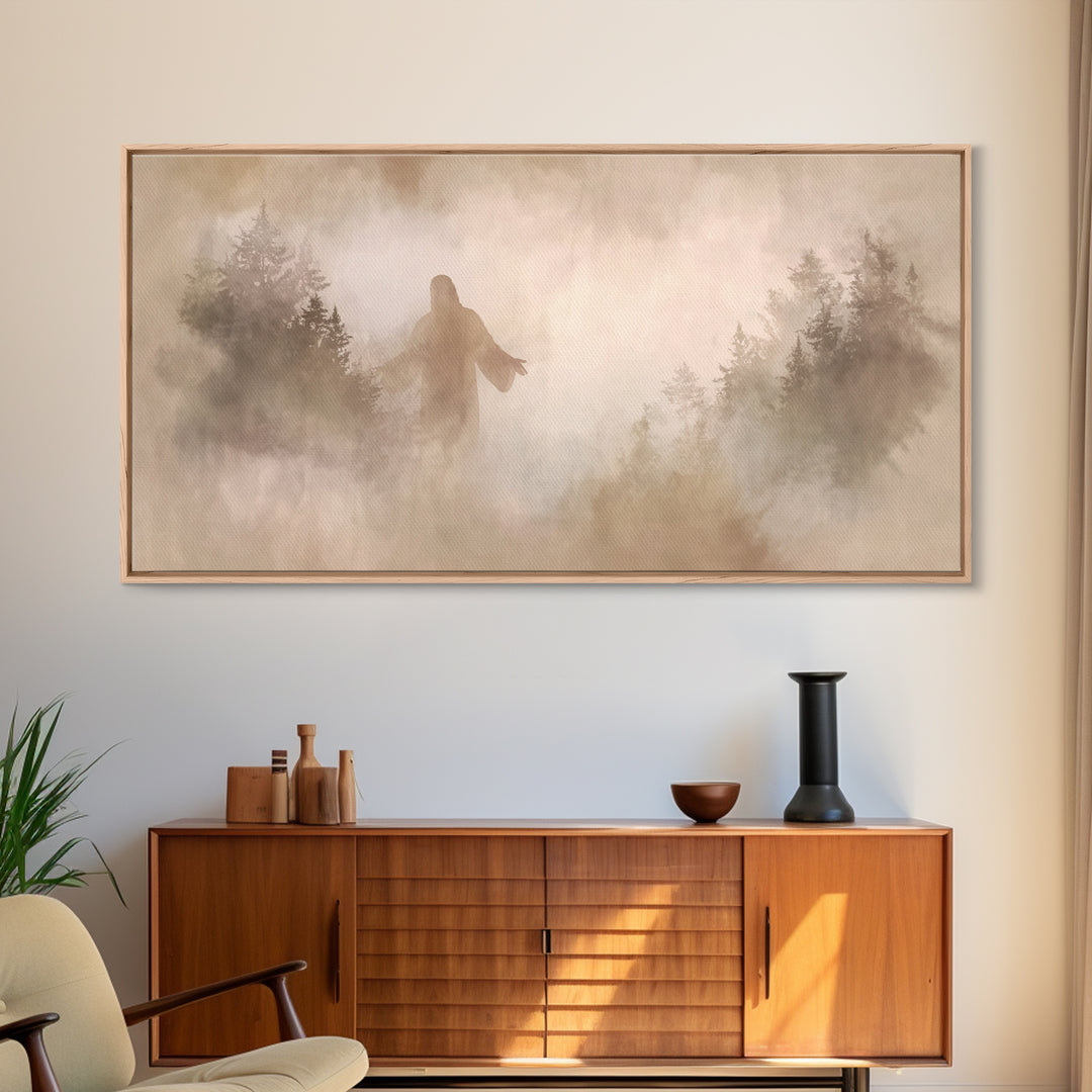 Heavenly Stillness – Framed Canvas Print – Christian Art Canvas – Jesus Painting – Christian Wall Art – Moody Christmas Art – Christian Dec