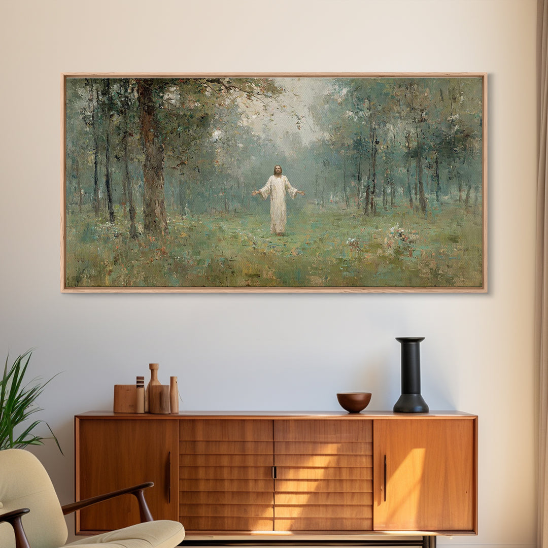 Light of Salvation, Framed Canvas Print, Christian Wall Art, Jesus Painting, Christian Christmas Art, Christian Art Canvas, Modern Christia