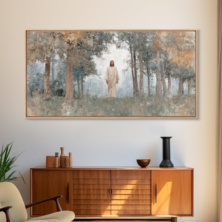 Divine Meadow, Framed Canvas Print, Christian Wall Art, Jesus Painting, Christian Art Canvas, Subtle Christian Art, Christian Christmas Art