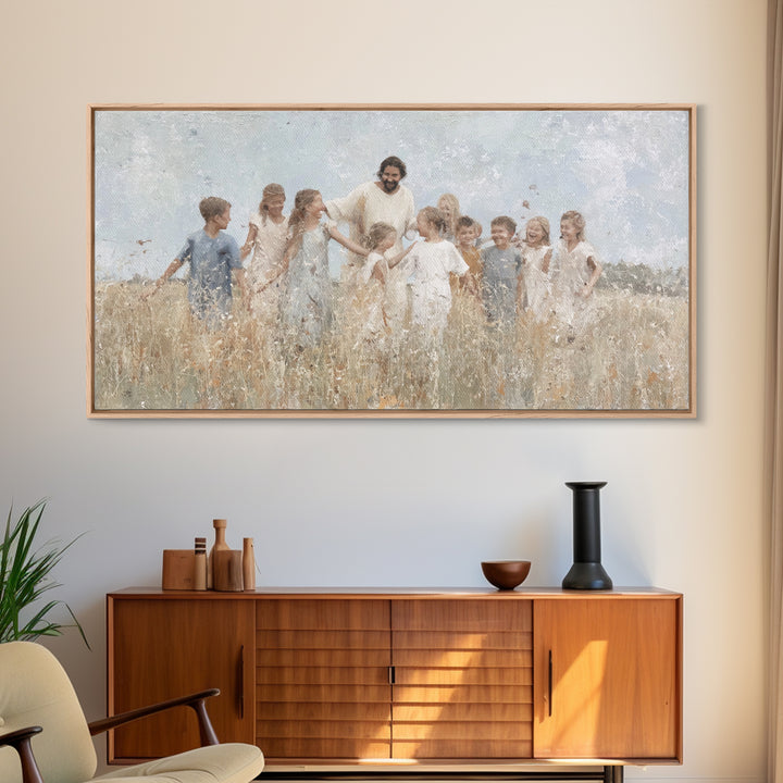 Fields Of Joy – Framed Canvas Print – Christian Wall Art – Jesus Painting – Christian Art Canvas – Christmas Art – Christian Decor