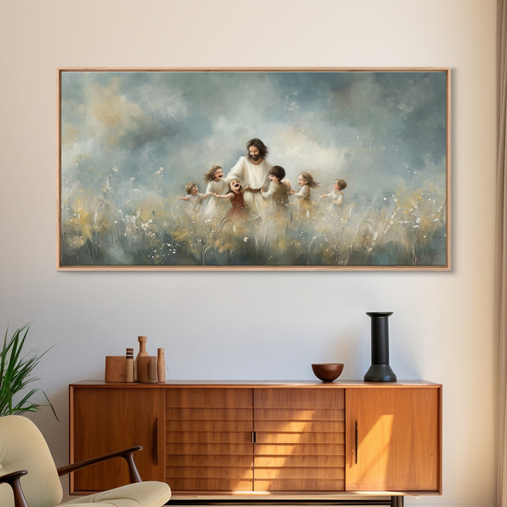 Gentle Shepherd Light | Framed Canvas Print | Christian Art Canvas | Jesus Painting | Christian Wall Art | Christian Christmas Art | Christ