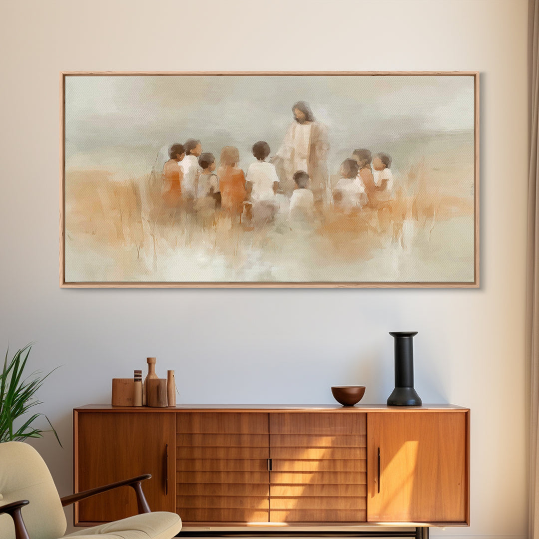 Meadow Of Hope, Framed Canvas Print, Christian Art Print, Christian Wall Art, Jesus Painting, Christmas Wall Art, Christian Decor, Modern C