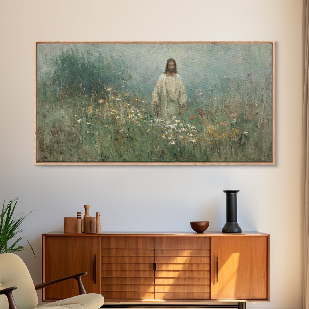 Radiant Shepherd Bloom – Framed Canvas Print – Christian Wall Art – Jesus Christ Painting – Christian Art Canvas – Christmas Art – Christia