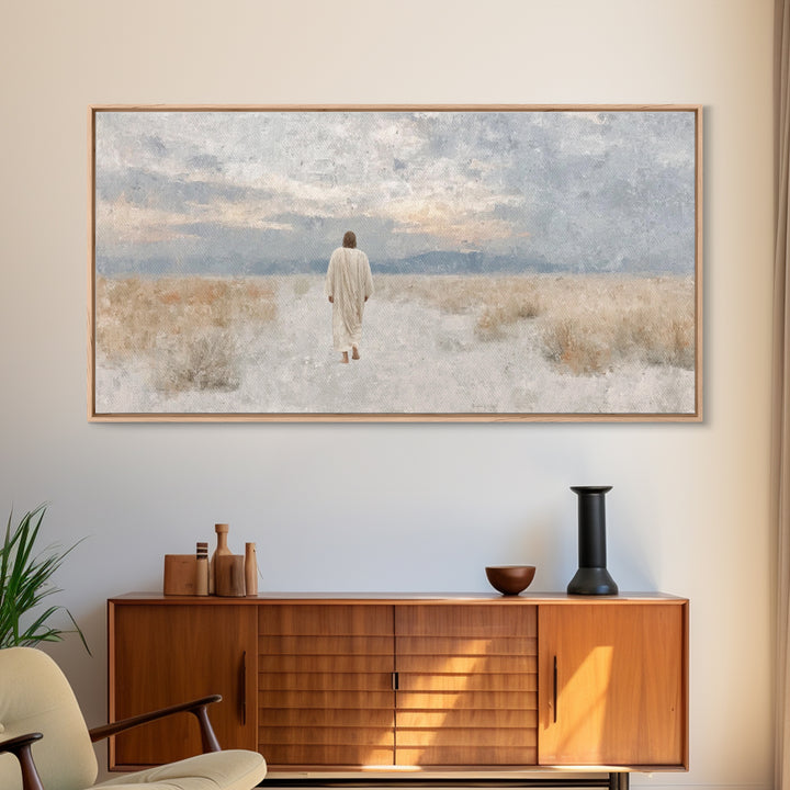 Desert Dawn Path – Framed Canvas Print – Christian Wall Art – Jesus Painting – Christian Art Canvas – Christian Decor – Modern Christian Ar