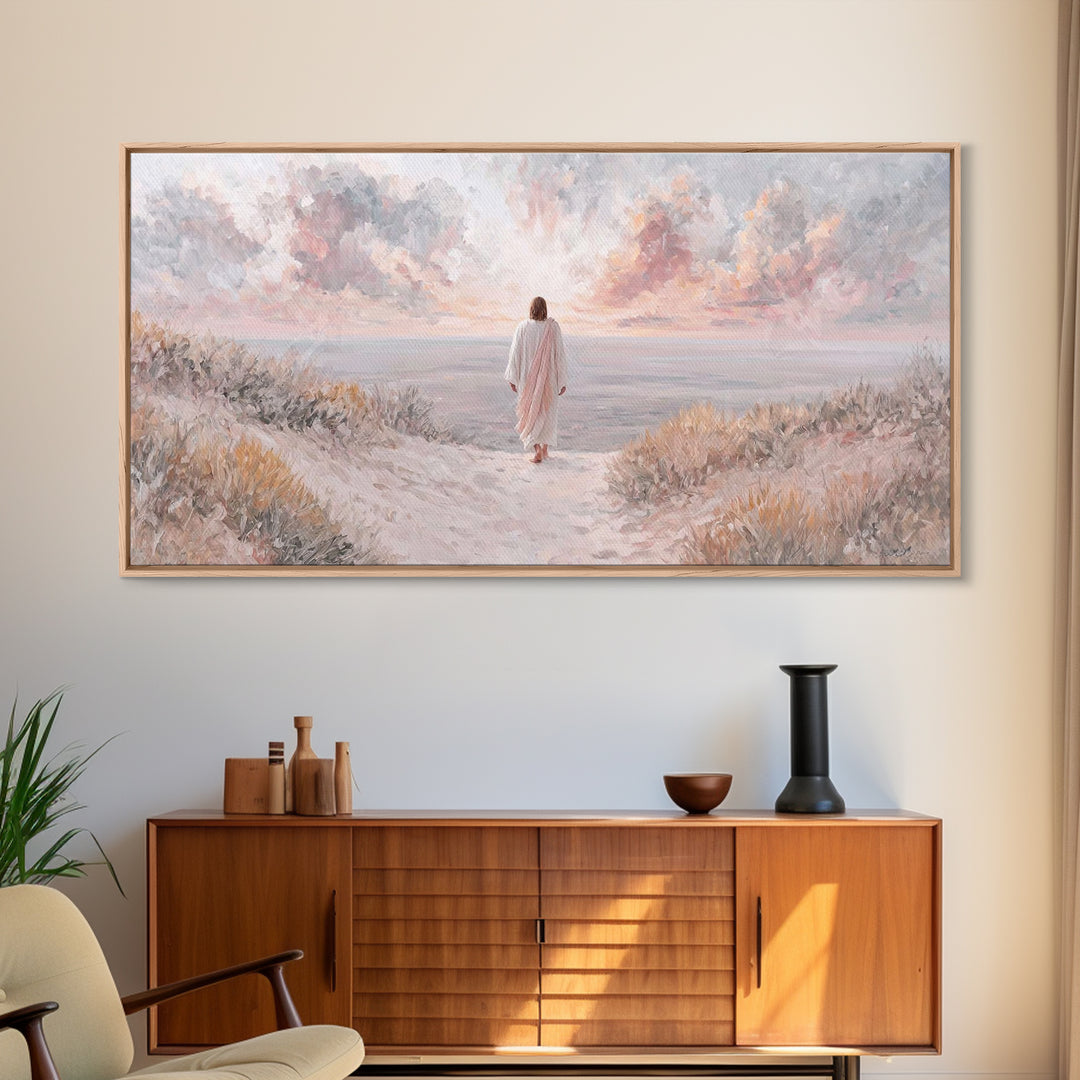 Skyward Steps Light – Framed Canvas Print – Christian Wall Art – Christian Art Canvas – Christian Art Print – Jesus Painting – Christian De