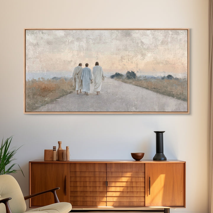 Road Of Companions | Framed Canvas Print | Christian Art Canvas | Christian Wall Art | Christian Paintings | Jesus Painting | Christian Dec