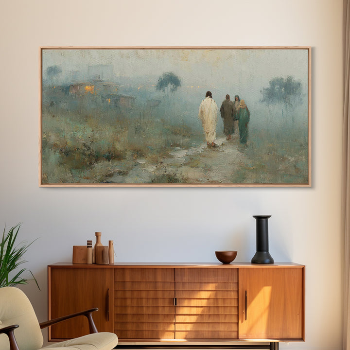 Walk To Hope | Framed Canvas Print | Christian Art Canvas | Jesus Painting | Modern Christian Art | Christian Wall Art | Christmas Art