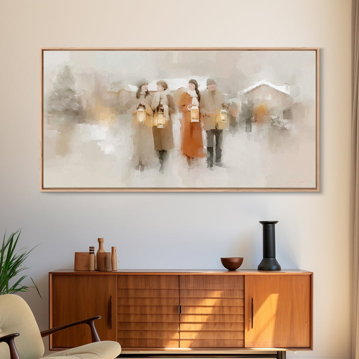 Lantern Fellowship | Framed Canvas Print | Christian Christmas Art | Christmas Wall Art | Christian Art Canvas | Modern Christian Art | Xma