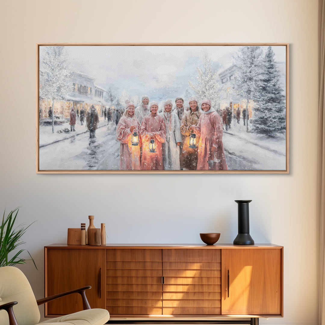 Snowlit Harmony, Framed Canvas Print, Christian Wall Art, Christmas Art Prints, Christian Christmas Art, Christian Art Canvas, Christian Gi