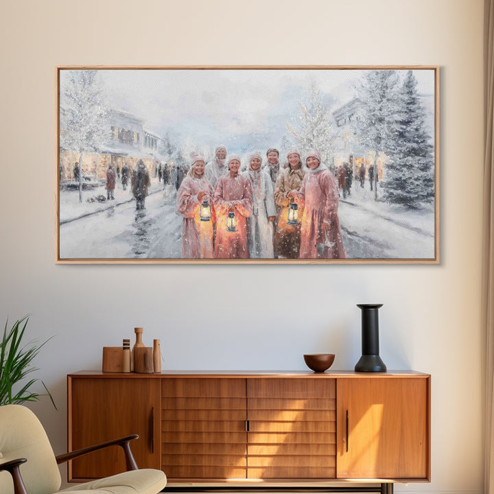 Snowlit Harmony, Framed Canvas Print, Christian Wall Art, Christmas Art Prints, Christian Christmas Art, Christian Art Canvas, Christian Gi