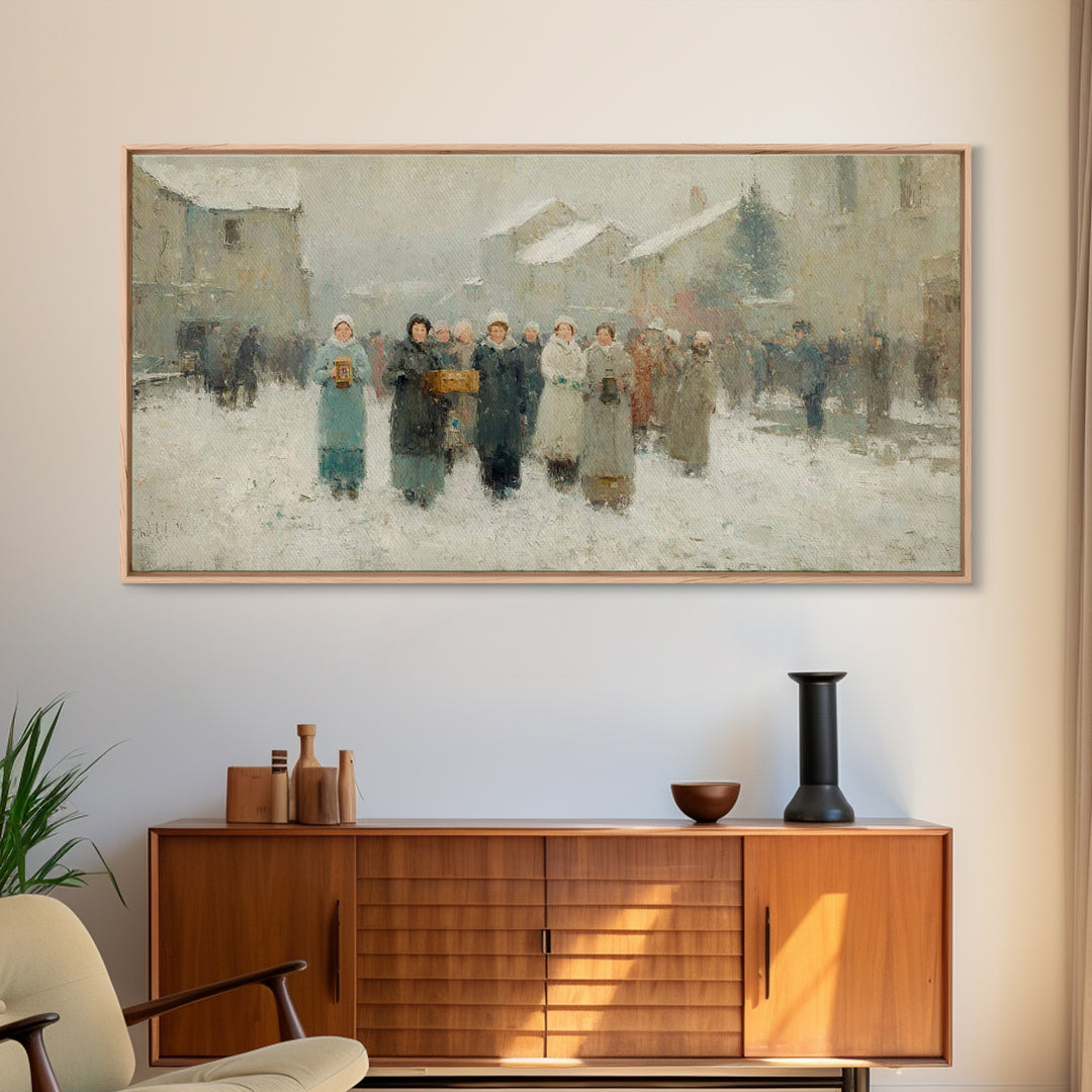 Little Carolers, Framed Canvas Print, Christmas Art Prints, Christian Christmas Art, Christian Art Canvas, Christmas Wall Art, Christian De