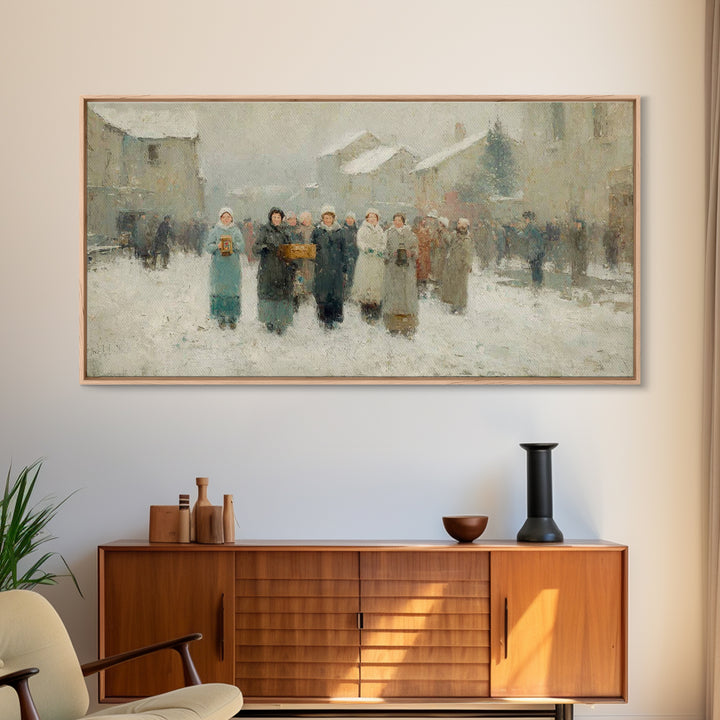 Little Carolers, Framed Canvas Print, Christmas Art Prints, Christian Christmas Art, Christian Art Canvas, Christmas Wall Art, Christian De