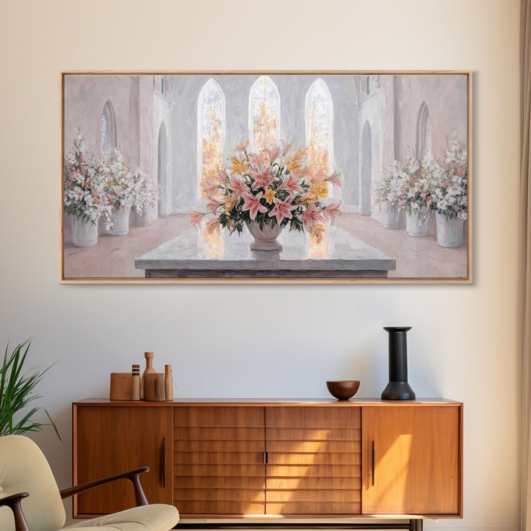 Radiant Blossoms, Framed Canvas Print, Christian Wall Art, Subtle Christian Art, Christian Art Canvas, White Christmas Art, Christian Decor