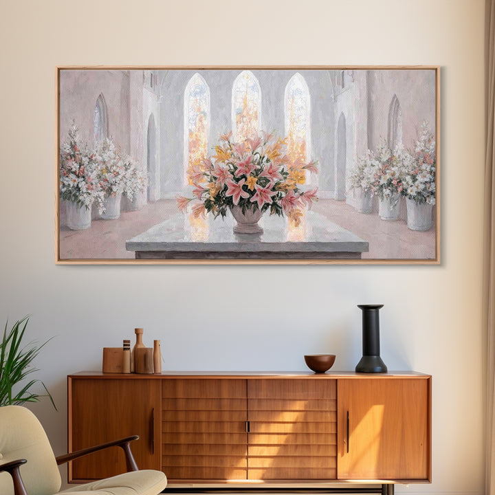 Radiant Blossoms, Framed Canvas Print, Christian Wall Art, Subtle Christian Art, Christian Art Canvas, White Christmas Art, Christian Decor
