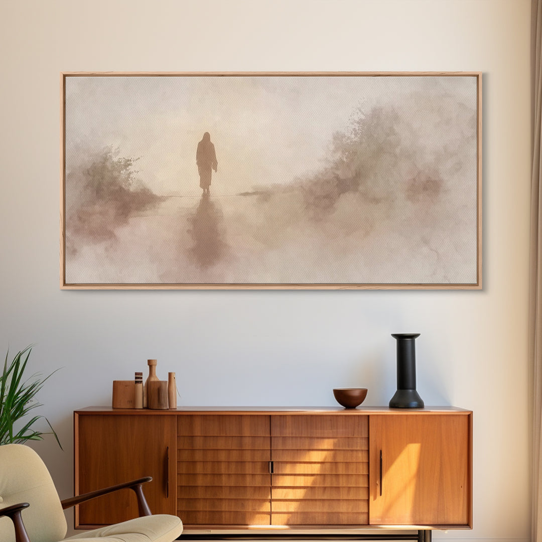 Solitary Savior Path – Framed Canvas Print – Jesus Painting – Jesus Canvas Art – Christian Wall Art – Modern Christian Art – Large Jesus Pa