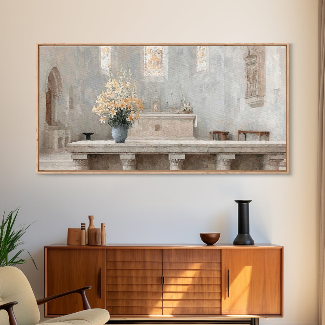Golden Reverence | Framed Canvas Print | Christian Art Canvas | Christian Wall Art | Vintage Christian Art | Christmas Art Prints | Christi