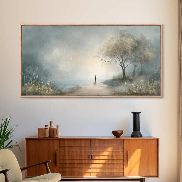Crossroad Of Hope – Framed Canvas Print – Christian Wall Art – Christian Art Canvas – Christian Art Work – Moody Christian Art – Christian