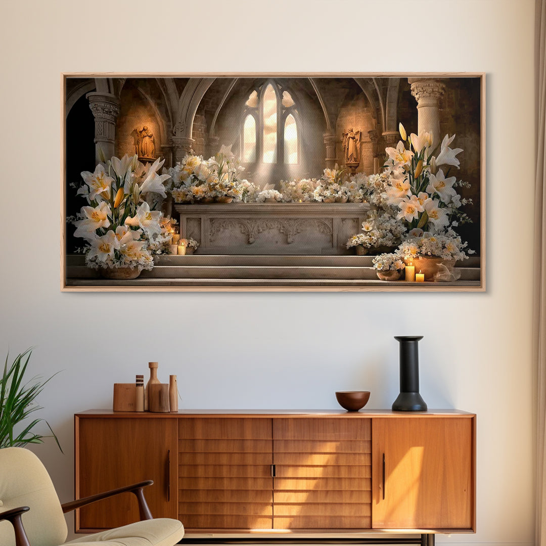 Sanctuary Light – Framed Canvas Print – Minimalist Christian Art – Christian Wall Art – Christian Art Canvas – Christian Christmas Art – Gi