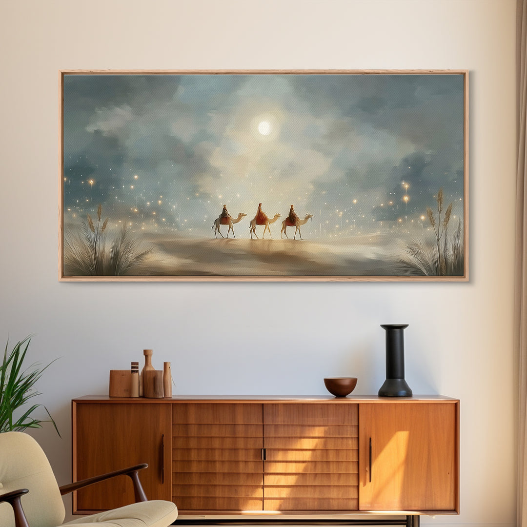 Guided By Starlight, Framed Canvas Print, Christmas Art Prints, Christian Christmas Art, Christian Wall Art, Christian Decor