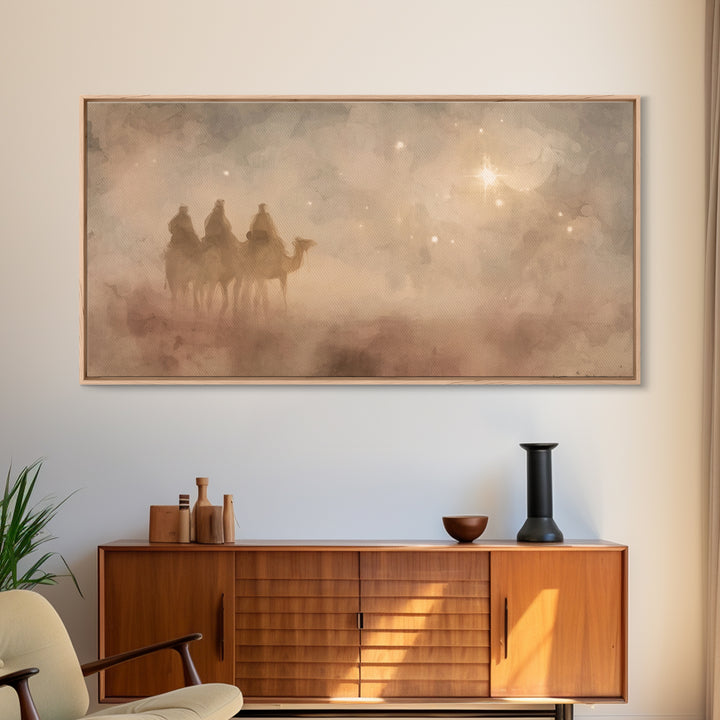 Wisemen In Dawn – Framed Canvas Print – Christian Christmas Art – Christmas Wall Art – Christian Art Canvas – Christian Decor