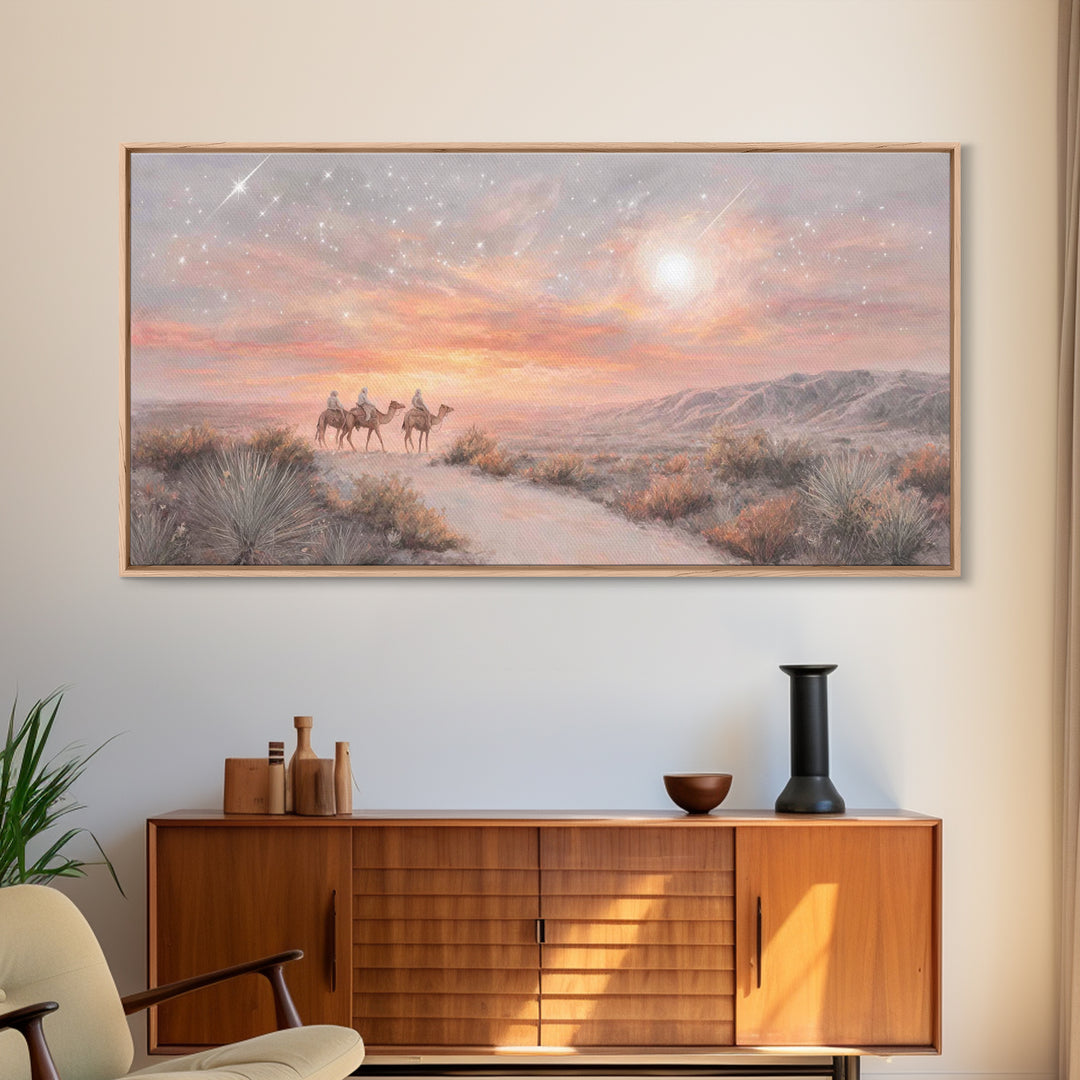 Desert Star Path, Framed Canvas Print, Christian Art Canvas, Christmas Art Prints, Christian Christmas Art, Christian Wall Art