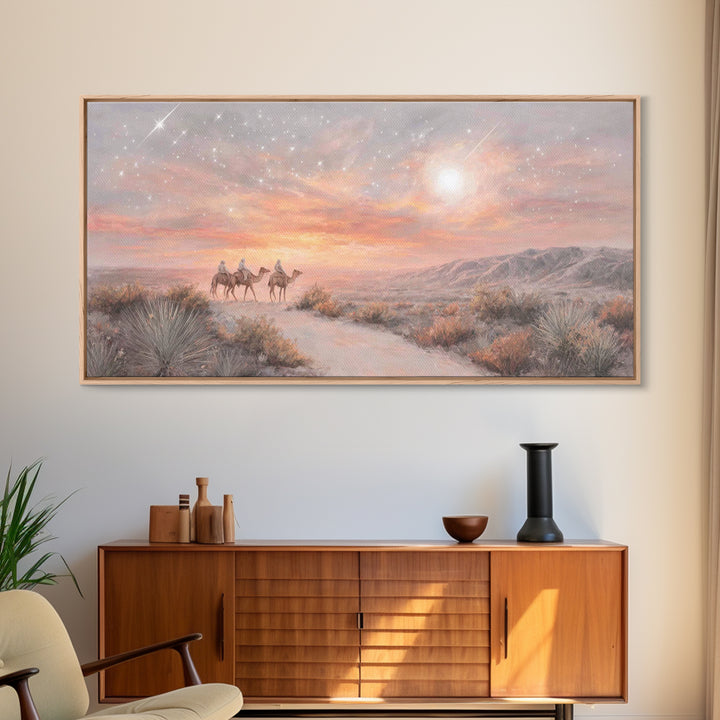 Desert Star Path, Framed Canvas Print, Christian Art Canvas, Christmas Art Prints, Christian Christmas Art, Christian Wall Art