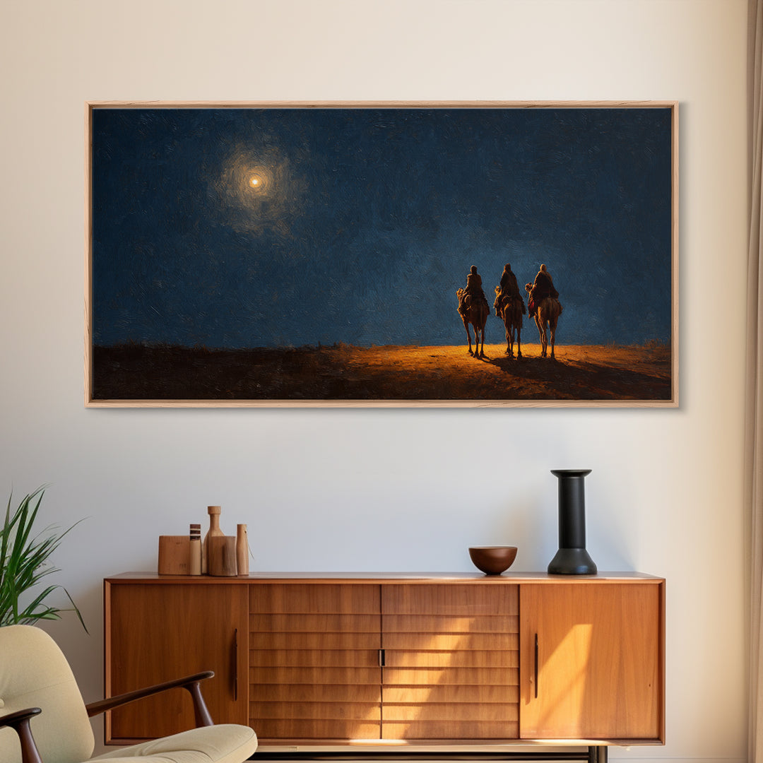 Midnight Revelation – Framed Canvas Print – Christmas Canvas Wall Art – Christian Christmas Art – Christian Wall Art – Christian Decor