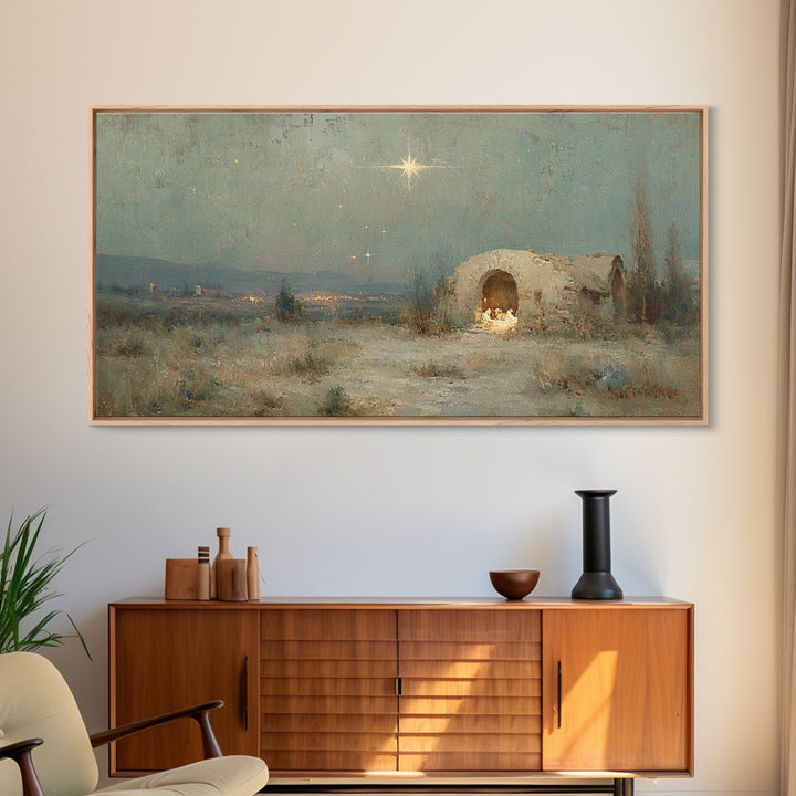 Bethlehem Light – Framed Canvas Print – Jesus Art – Christian Decor – Christian Canvas – Christian Gifts – Christian Art – Christmas Art