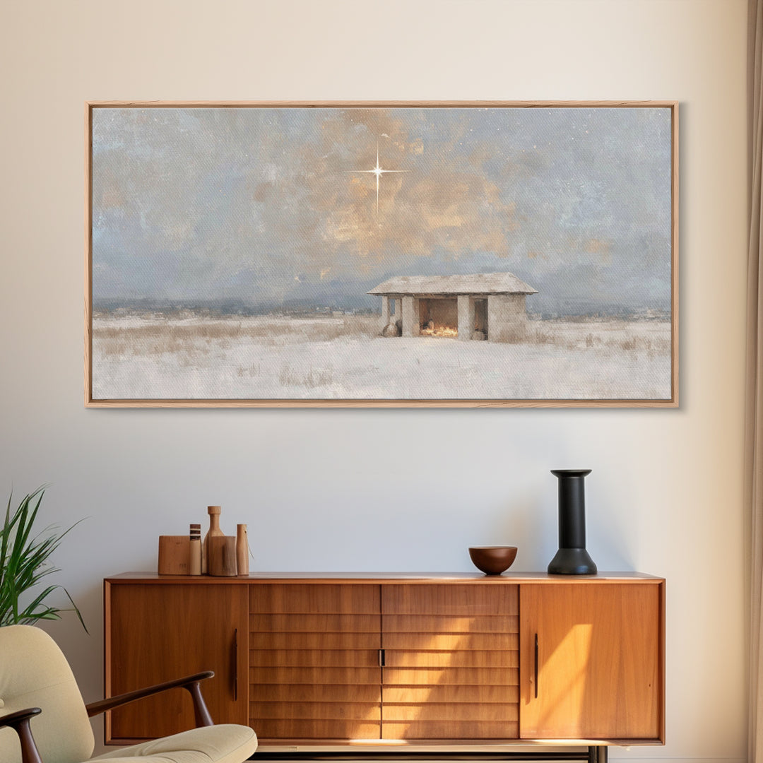 Heavenly Stillness – Framed Canvas Print – Christian Gifts – Christian Art – Jesus Art – Christian Canvas – Christian Decor – Christmas Art